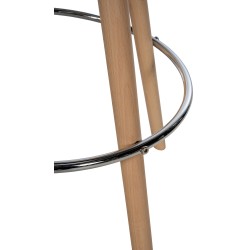 Corbin pyöreä kankainen baarijakkara pyökkirungolla ja selkänojalla