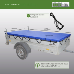 Perävaunun tasopeite 2575 x 1345 x 100 mm, sininen, PVC 500 g/m²