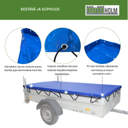 Perävaunun tasopeite 2575 x 1345 x 100 mm, sininen, PVC 500 g/m²