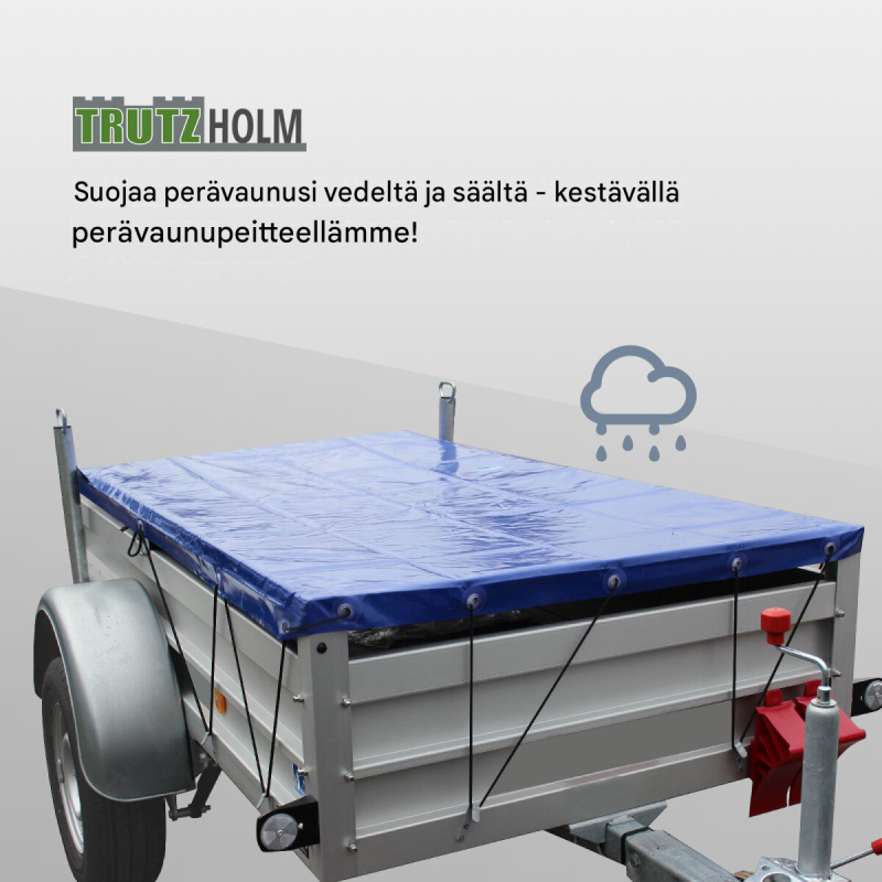 Peräkärryn sininen suojapeite 2075 x 1140 x 50 mm, PVC 500 g/m²