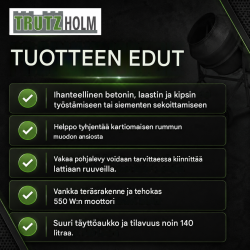 TRUTZHOLM TH-140L betonimylly, 140 l, 550 W, 230 V, teräs