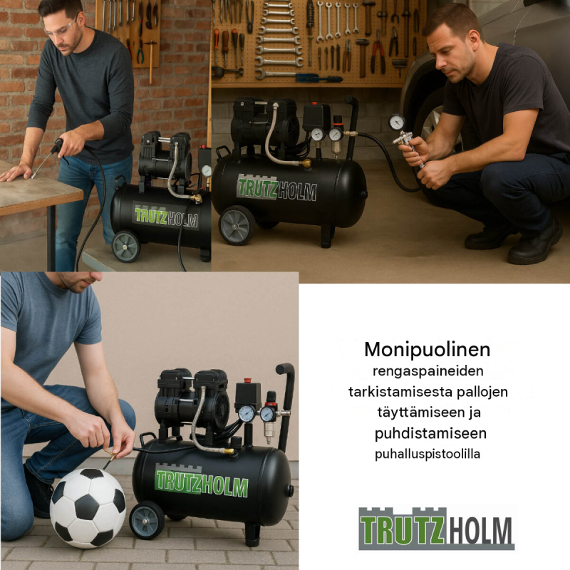 TRUTZHOLM TH-fk24l hiljainen Brushless-kompressori, 900 W, 24 l, 8 bar