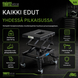 TRUTZHOLM Dirtbike-huoltonostin, hydraulinen, 160 kg, 310–740 mm, musta