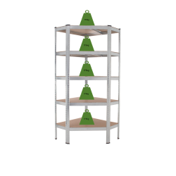 TRUTZHOLM kulmahylly 180 x 75 x 30 cm, galvanoitu teräs, 5 hyllytasoa, 875 kg