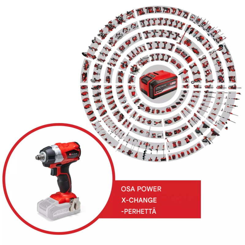 Einhell TE-CW 18 Li BL akkukäyttöinen iskumutterinväännin, 215 Nm, 1/2", LED-valo