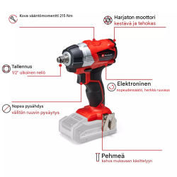 Einhell TE-CW 18 Li BL akkukäyttöinen iskumutterinväännin, 215 Nm, 1/2", LED-valo
