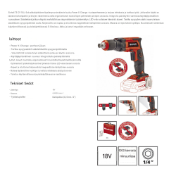 Einhell TE-DY 18 Li -solo-akkuruuvinväännin kuivaseinäruuvaukseen, 18V, LED-valaistus