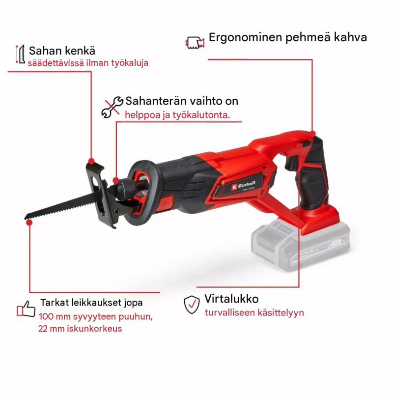 Einhell TE-AP 18 Li Solo akkumonitoimisaha, 18 V, 22 mm iskun korkeus