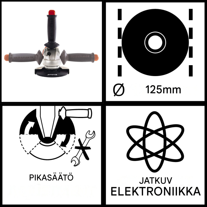 Einhell TE-AG 125 CE kulmahiomakone, 1.100 W, 125 mm, vakioelektroniikka