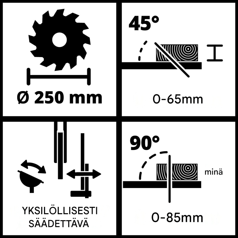 Einhell TC-TS 2025/2 U pöytäsaha, 1800 W, 250 mm kovametalliterä, 850 mm työskentelykorkeus
