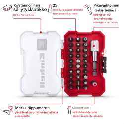 Einhell XS-CASE bittikasetti 32-osainen, 30 x 25 mm S2-teräsbitit