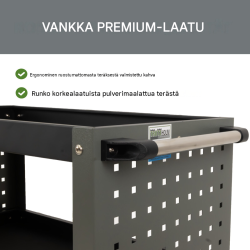 TRUTZHOLM työkalukärry 3 tasoa, harmaa, teräs, 70 x 39 x 79 cm, 300 kg