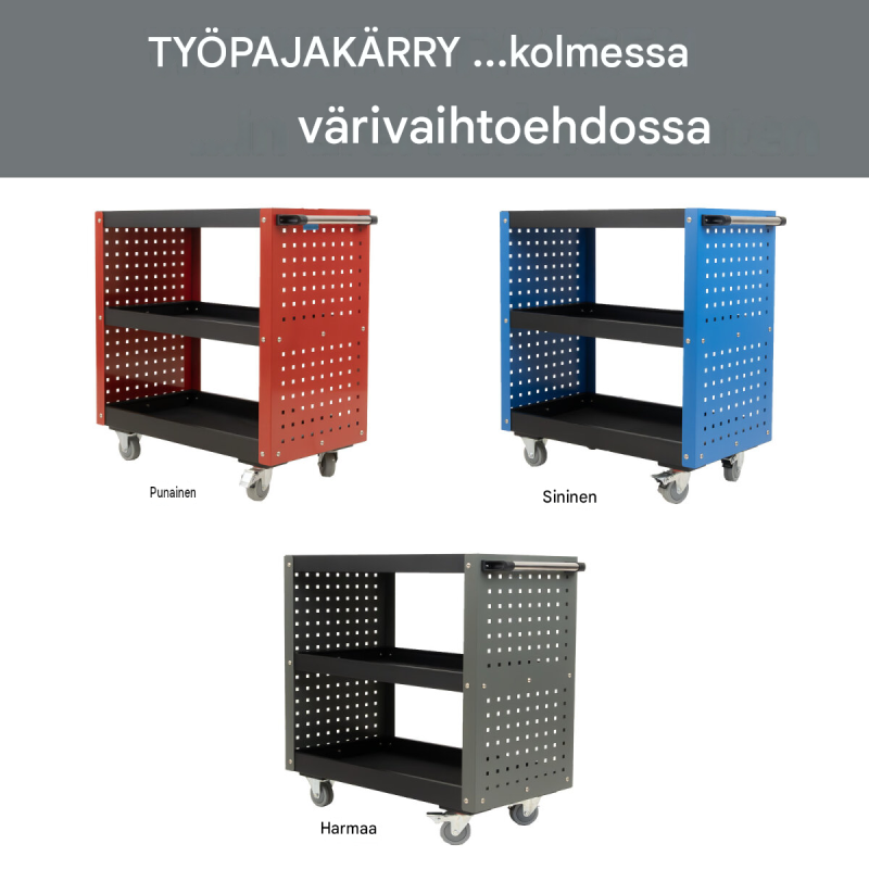 TRUTZHOLM työkalukärry 3 tasoa, harmaa, teräs, 70 x 39 x 79 cm, 300 kg
