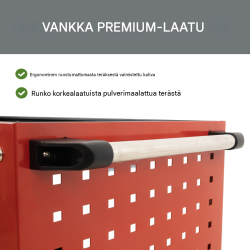 TRUTZHOLM työkaluvaunu 3 tasoa, punainen, 70 x 39 x 79 cm, 300 kg