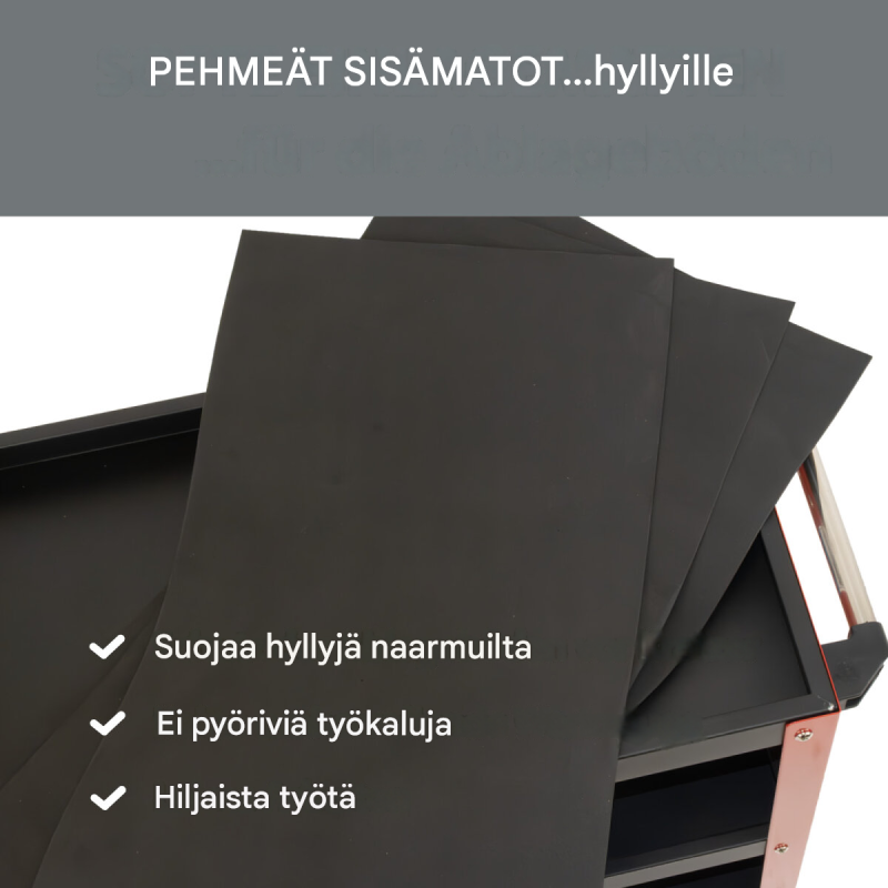 TRUTZHOLM työkaluvaunu 3 tasoa, punainen, 70 x 39 x 79 cm, 300 kg