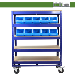 Hyllyvaunu 5 tasoa, sininen, 750 kg, 115 x 90 x 45 cm