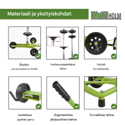 Trutzholm siirrettävä vanne- ja rengasteline, vihreä, metalli, 100 kg