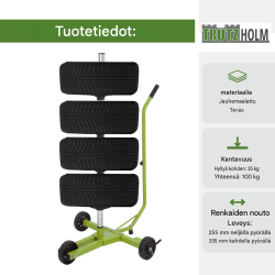 Trutzholm siirrettävä vanne- ja rengasteline, vihreä, metalli, 100 kg
