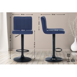 Jamie samettipäällysteiset baarijakkarat, säädettävä korkeus, 2 kpl setti