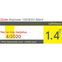 Güde Airpower 150/8/24 Silent kompressori, 0,75 kW, 230 V, 24 l, öljytön