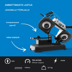 Güde MBS 1100 metallivannesaha, 1100 W, säädettävä nopeus, Ø120 mm