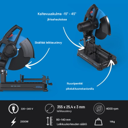 Güde GMT 355-2300 metallikatkaisusaha, 2300 W, 355 mm, teräkselle ja ei-rautametalleille