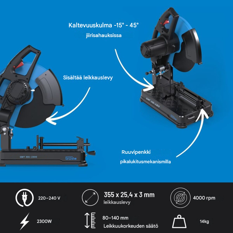 Güde GMT 355-2300 metallikatkaisusaha, 2300 W, 355 mm, teräkselle ja ei-rautametalleille