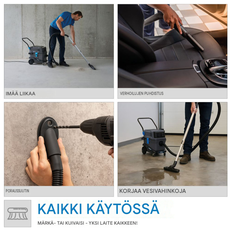 GÜDE Pro 30 märkä-kuivaimuri, 1 800 W, 30 l, ruostumaton teräs, HEPA-suodatin, pölyluokka L