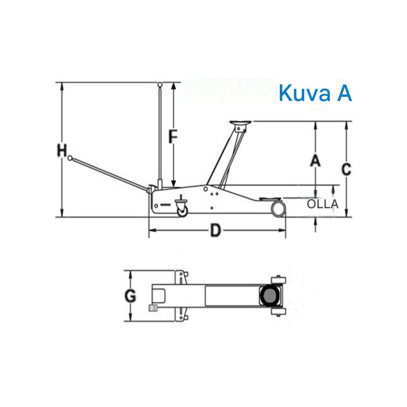 Güde hallitunkki 2,5 t, matala rakenne, 80–508 mm, auton huoltoon