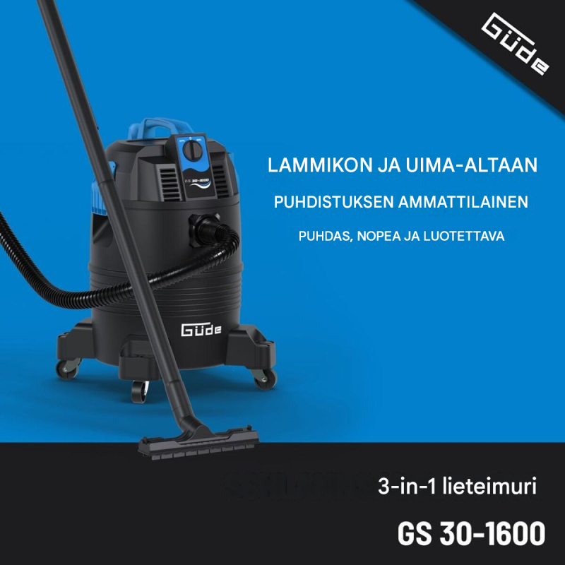 Güde GS 30-1600 3 in 1 allasimuri, 1600 W, 30 l, 4 m imuletku
