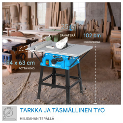 GÜDE GTK 2000.1 pöytäsirkkeli, 2 000 W, 250 mm HM-sahanterä, teräksinen alusta