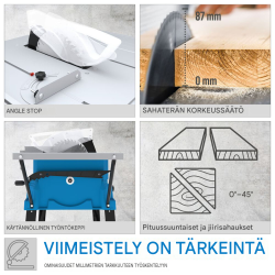 GÜDE GTK 2000.1 pöytäsirkkeli, 2 000 W, 250 mm HM-sahanterä, teräksinen alusta