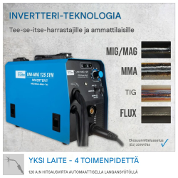 Güde Uni-Mig 125 SYN hitsauslaite, MIG/MAG, puikko, täytelanka ja WIG, 120 A