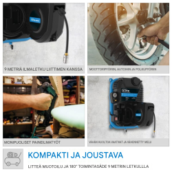 Güde seinäkompressori, 8 bar, 9 m paineilmaletku, 230 V