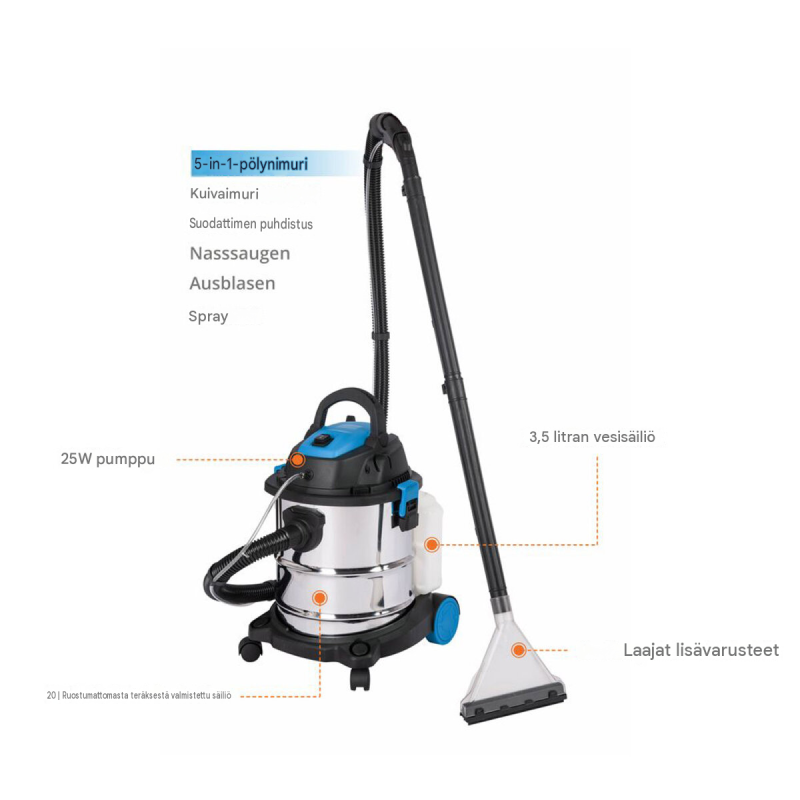 Güde GWS 1600-20 märkä-kuivaimuri, 1600 W, 20 l, matoille ja koville lattioille