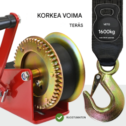 TRUTZHOLM hihnavinssi 1600 kg, 10 m polyesterihihna, veneiden kuljetukseen