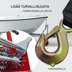 TRUTZHOLM hihnavinssi 1600 kg, 10 m polyesterihihna, veneiden kuljetukseen