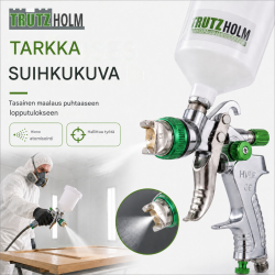HVLP-ruiskumaalain 3 suutinta, 1,4 1,7 ja 2,0 mm, 600 ml säiliö