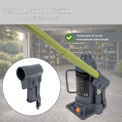 Hydraulinen pullotunkki 10 t, 205–390 mm nostokorkeus, teräs