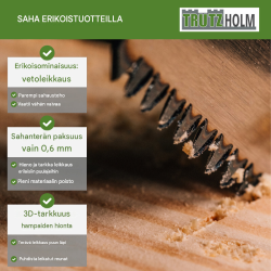 TRUTZHOLM japaninsaha, 265 mm SK5-karbonterä, 0,6 mm, 3D-trapetsihammastus