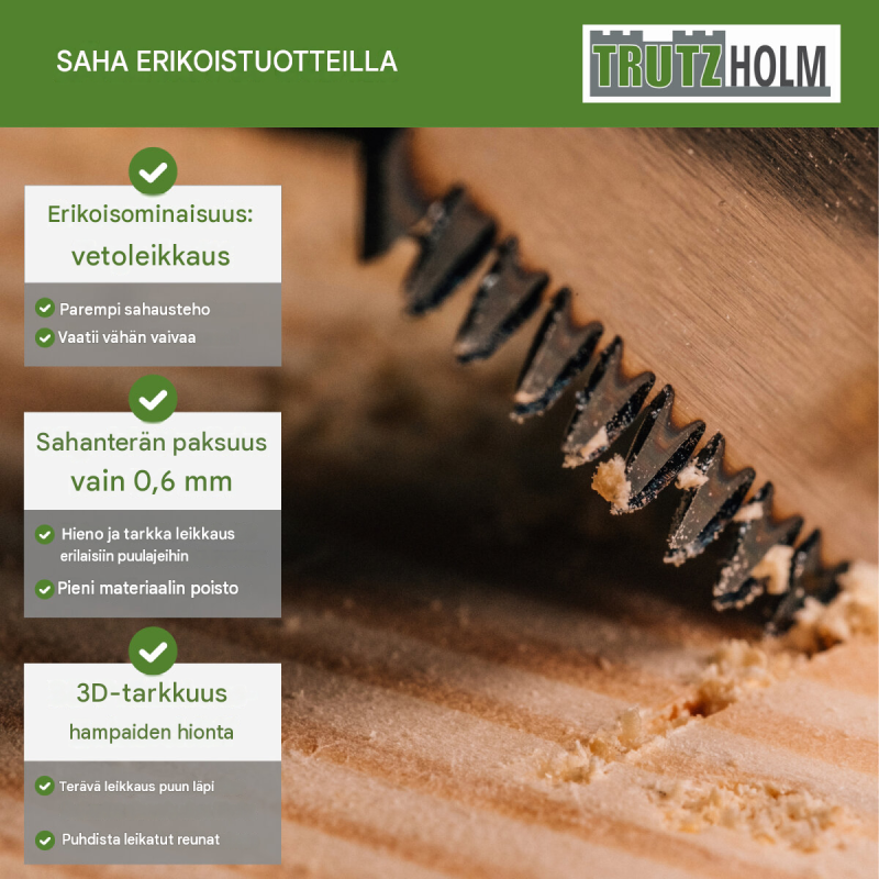 TRUTZHOLM japaninsaha, 265 mm SK5-karbonterä, 0,6 mm, 3D-trapetsihammastus