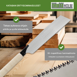 TRUTZHOLM japaninsaha, 265 mm SK5-karbonterä, 0,6 mm, 3D-trapetsihammastus