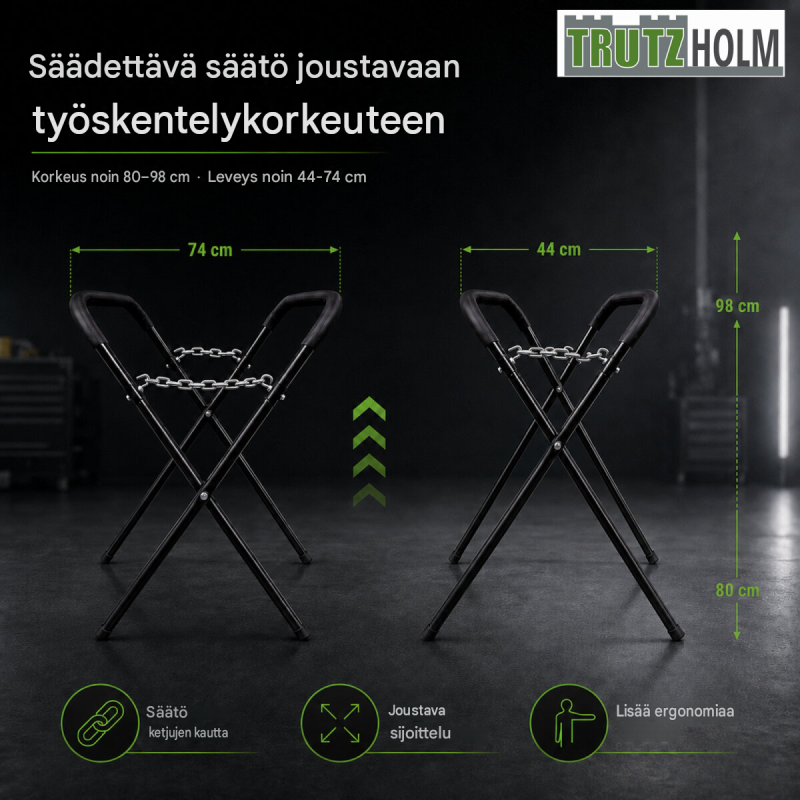 TrutzHolm® X-mallinen maalaus- ja asennusteline, säädettävä, 50 kg