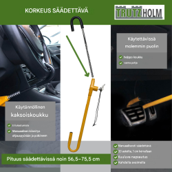 Ohjauspyörän lukko 56,5–75,5 cm, karkaistu teräs, keltainen, 2 avainta