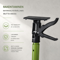 TRUTZHOLM teleskooppituki 57–117 cm, vihreä, 30 kg, kallistettavat tukilevyt