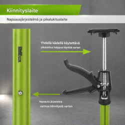 TRUTZHOLM teleskooppituki 57–117 cm, vihreä, 30 kg, kallistettavat tukilevyt