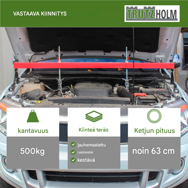 TRUTZHOLM-moottorisilta 500 kg, teräs, portaattomasti säädettävä korkeus