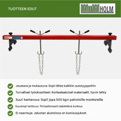 TRUTZHOLM-moottorisilta 500 kg, teräs, portaattomasti säädettävä korkeus