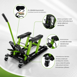 Hydraulinen moottoripyöränostin 680 kg, 120–380 mm, ATV ja Quad