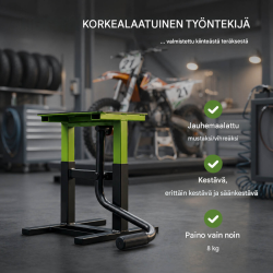 TRUTZHOLM moottoripyöränostin 150 kg, teräs, 299–400 mm, musta / vihreä